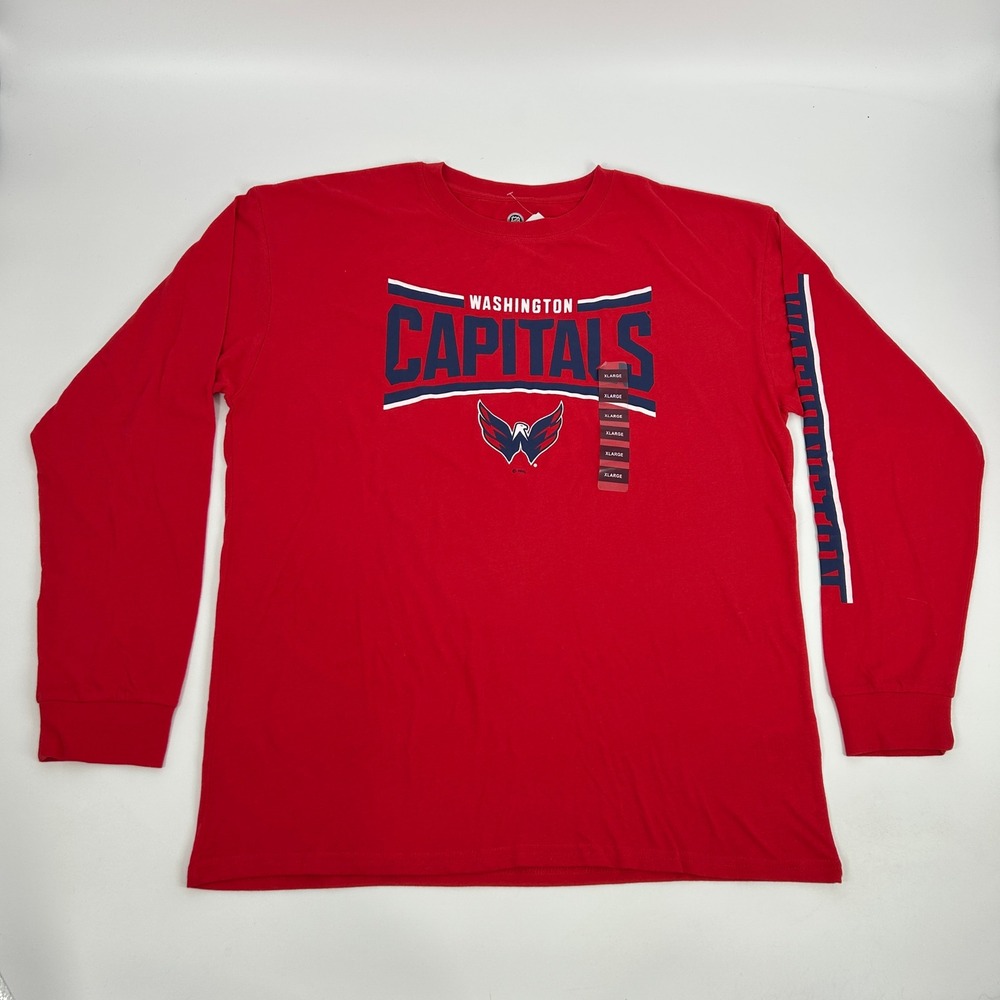 Washington Capitals Shirt Men XL Red Long Sleeve Crew Neck NHL Official Licensed